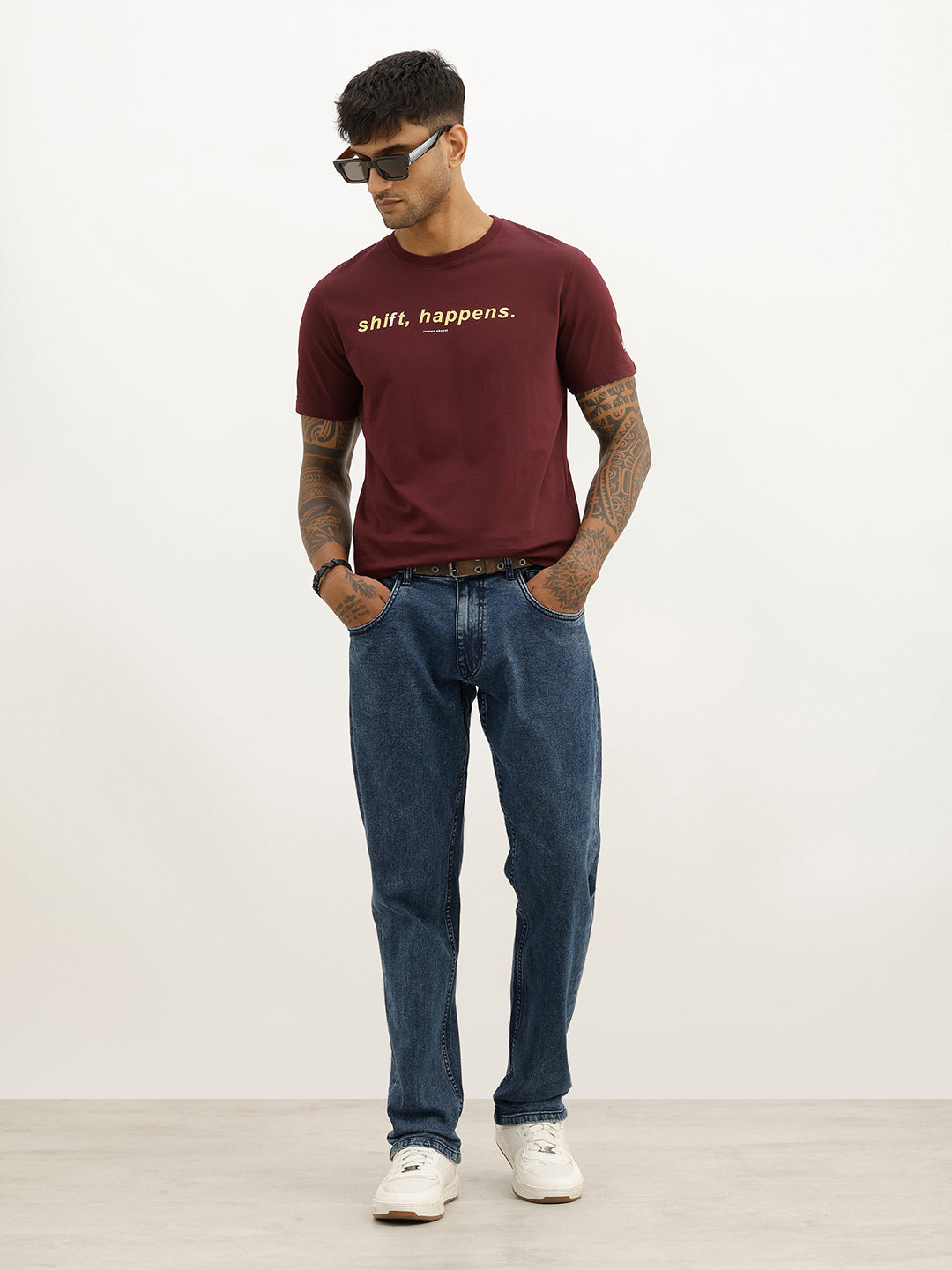 Slim Fit Placement Printed T-Shirt | Purple