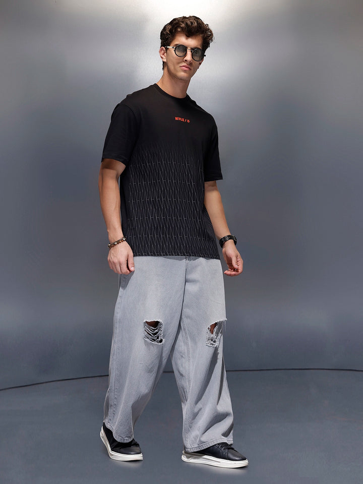 Netflix Placement Printed T-Shirt   |  Black