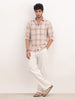 Slim Fit Checkered Full Sleeve Shirt | Beige