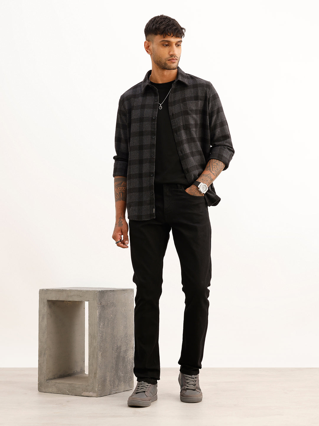 Slim Fit Solid Denim Jeans | Black