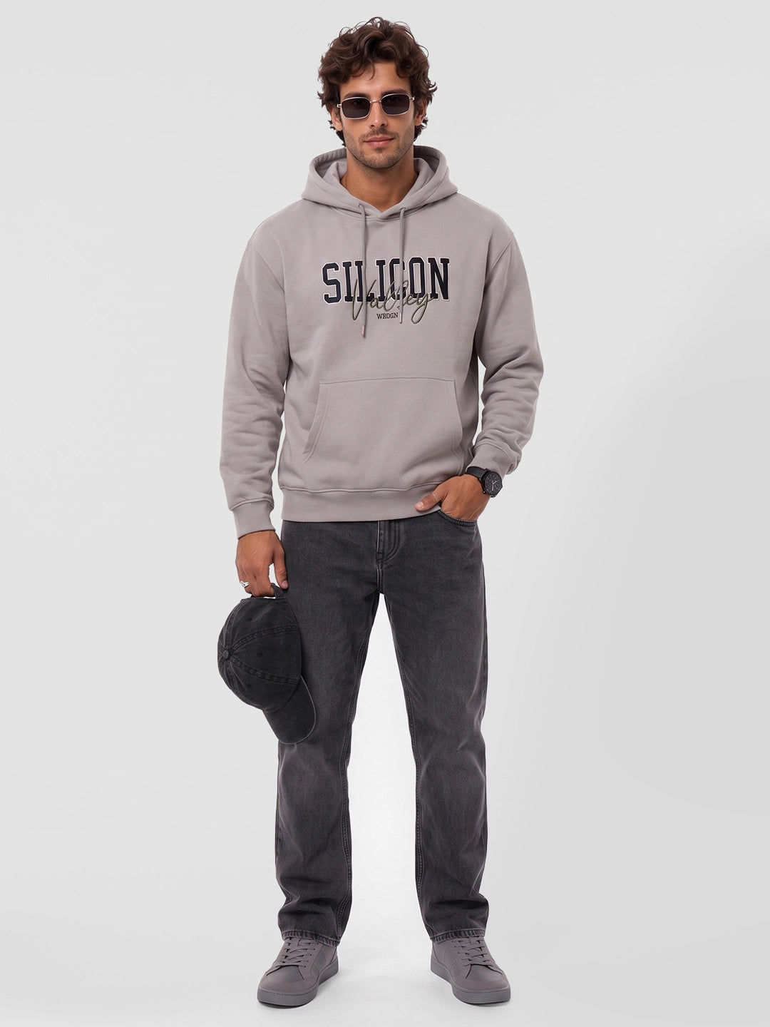 Classic Embroidered Patch Hooded Sweatshirt | Beige | WTSS7390M