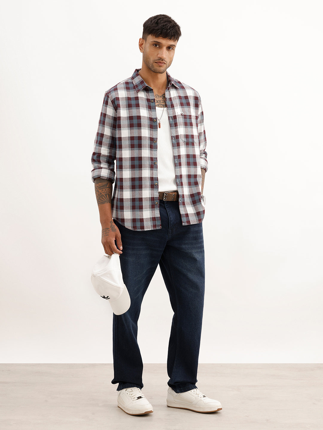 Classic Regular Fit Checkered Shirt | Wine