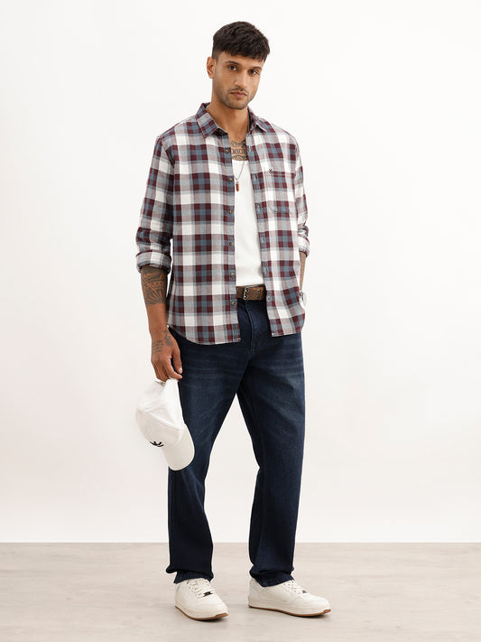 Classic Regular Fit Checkered Shirt | Wine