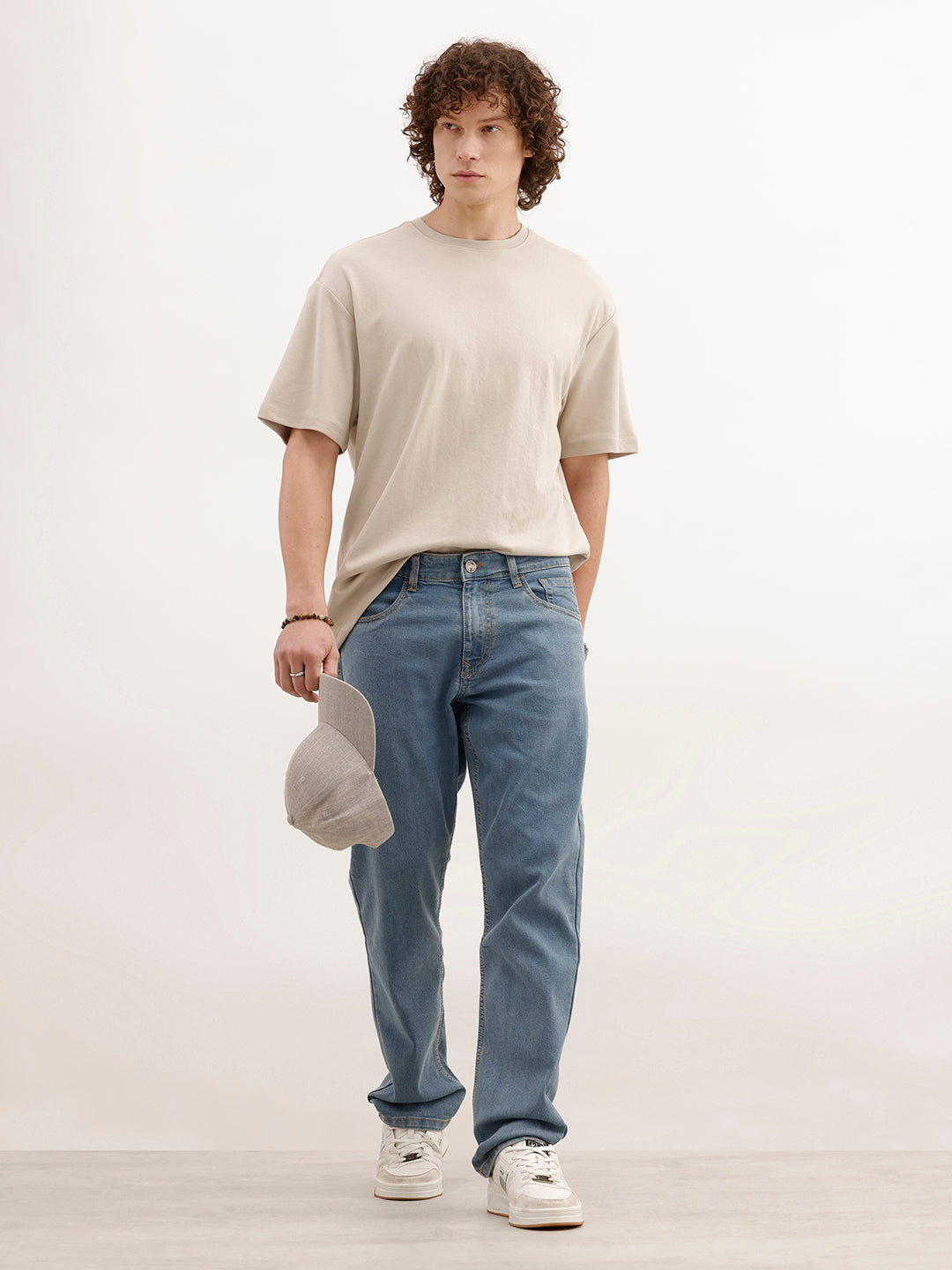 Faded Straight Fit Denim Jeans | Light Blue