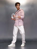 Men's Regular Fit Half Placket Hooded Shirt  |  Pink