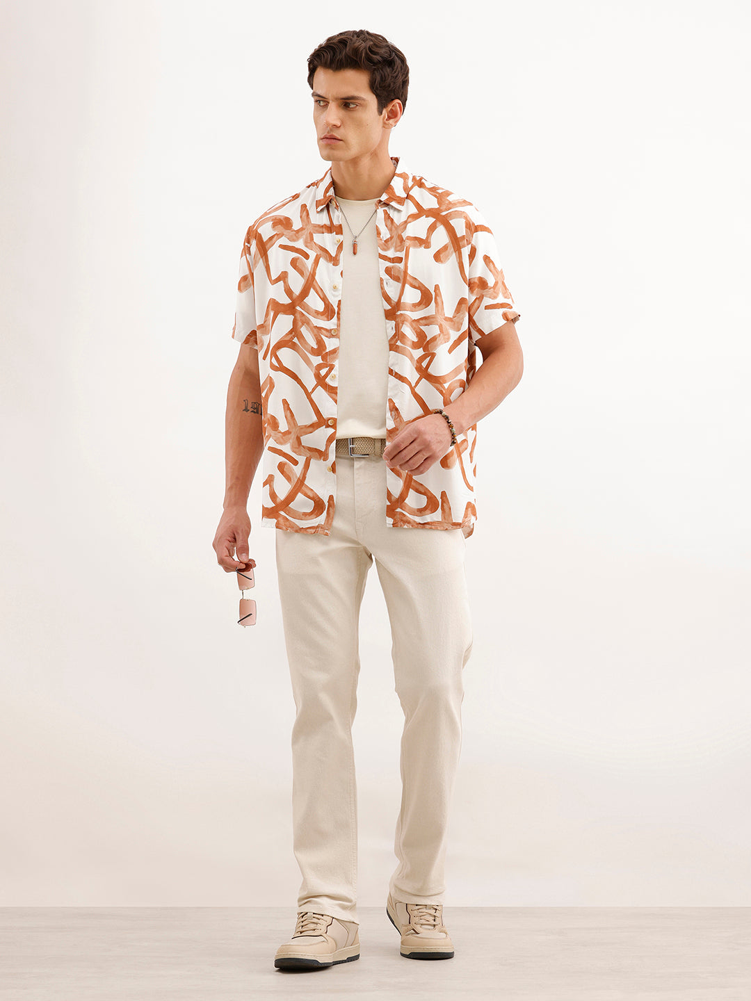 Slim Fit AOP Shirt  | White