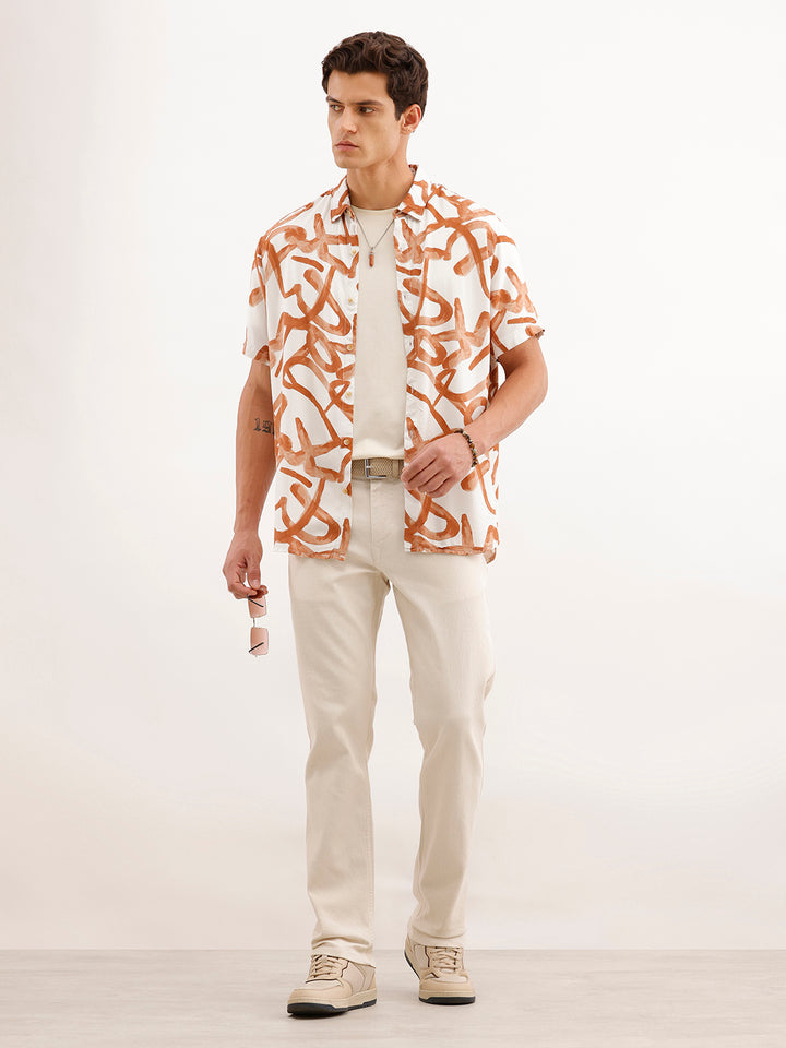 Slim Fit AOP Shirt  | White