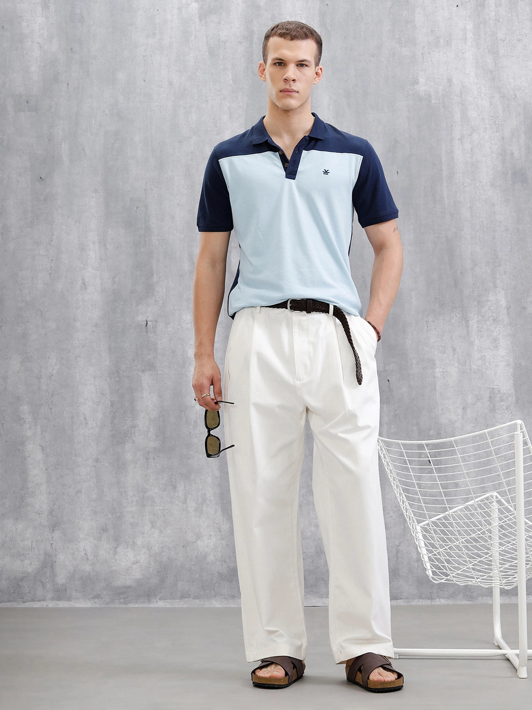 Colour Blocked Slim Fit Polo T-Shirt | Blue