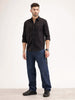 Solid Slim Fit 100% Cotton Shirt | Black