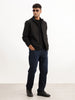 Solid Regular Fit Zipper Jacket | Black