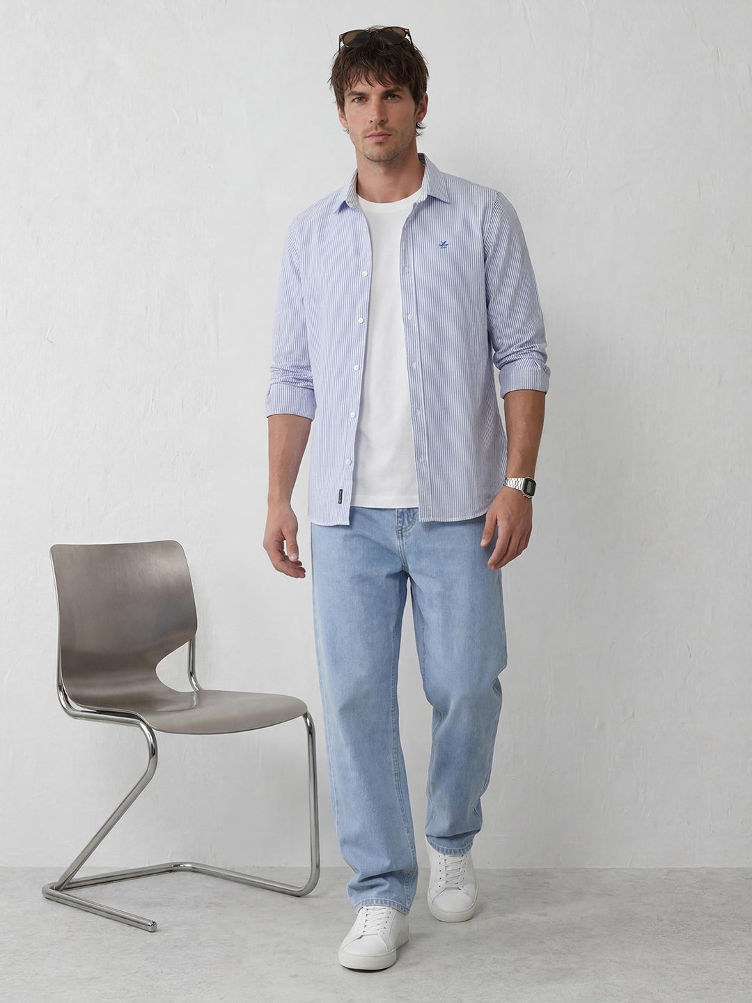 Solid Stretch Slim Fit Shirt | Blue