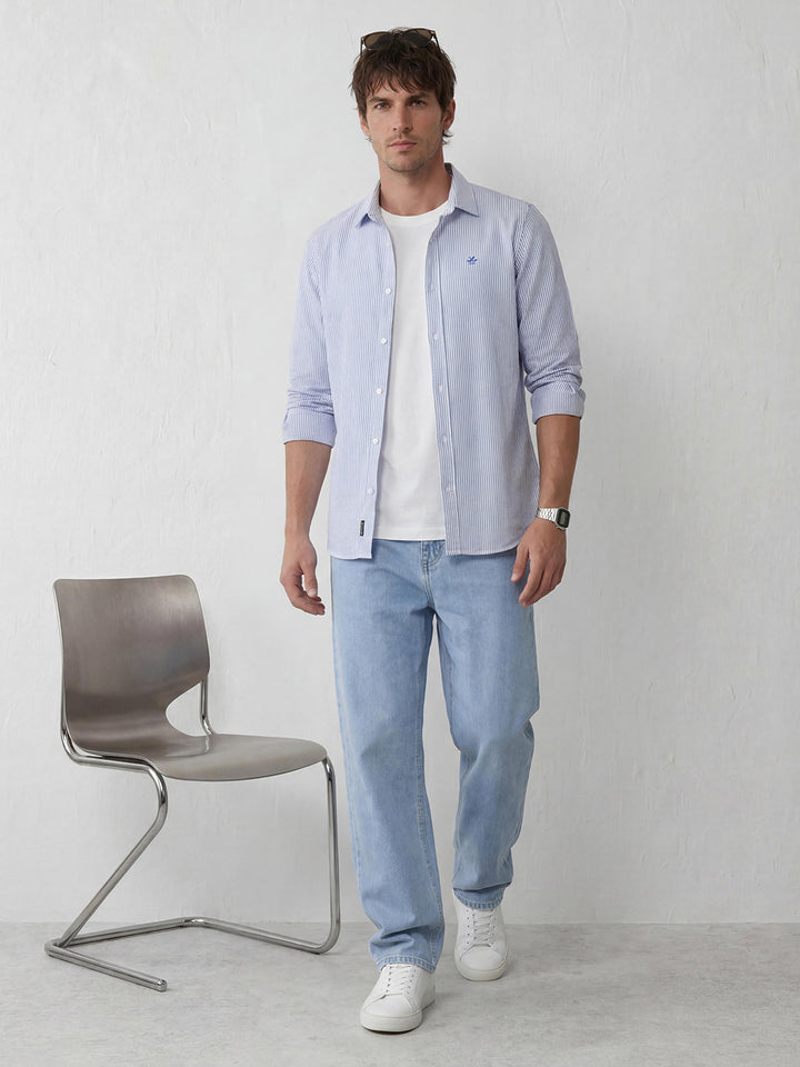 Solid Stretch Slim Fit Shirt | Blue