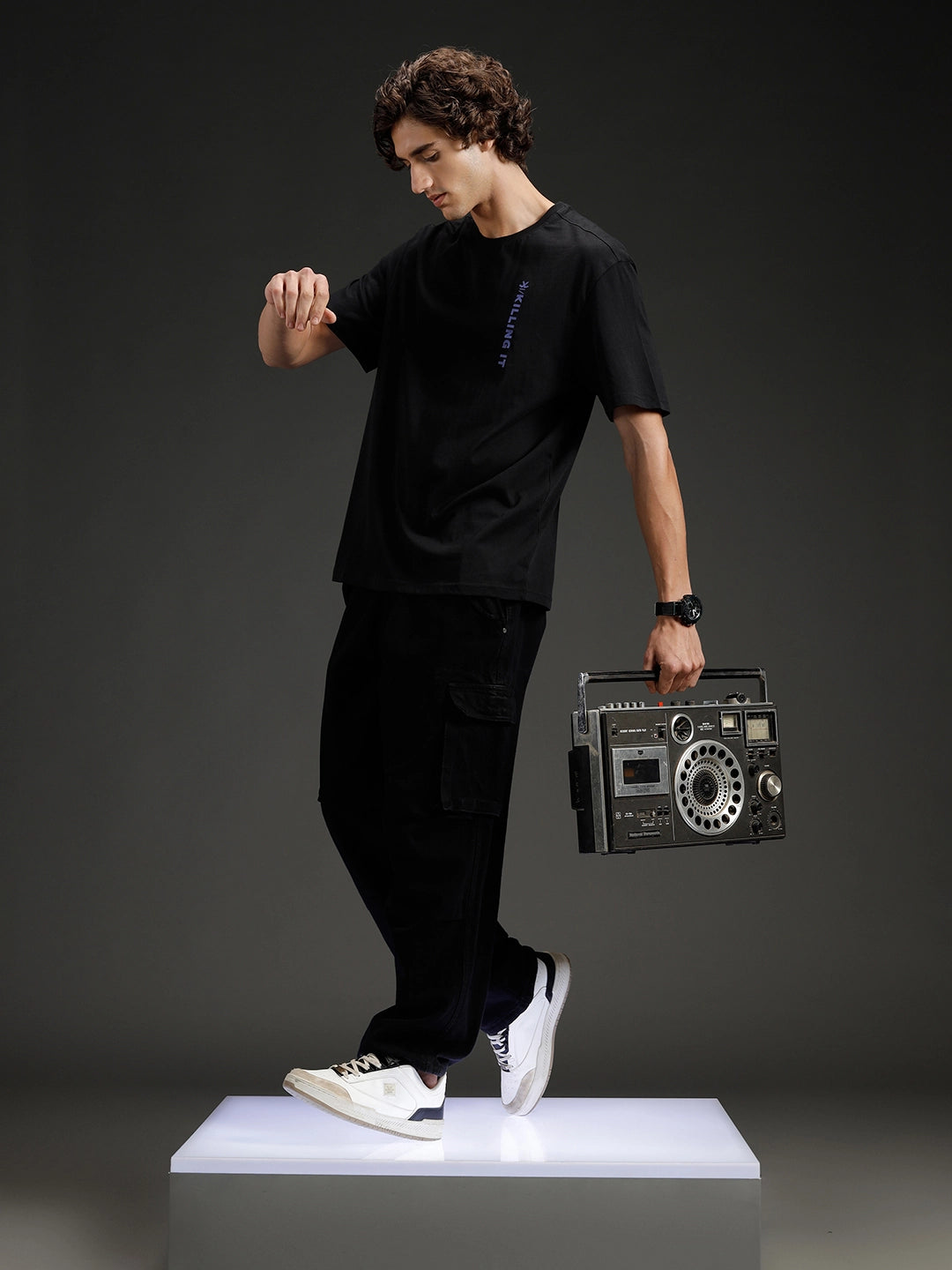 Men's Oversized Graphic Print T-shirt | Black