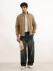 Slim Fit Pannel Zipper Jacket | Beige