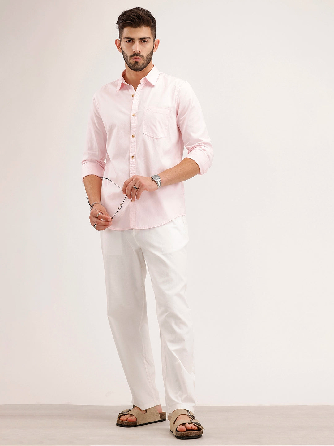 Slim Fit Solid Shirt | Pink