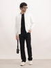 Classic Slim Fit Tipping Collar Bomber Jacket | White