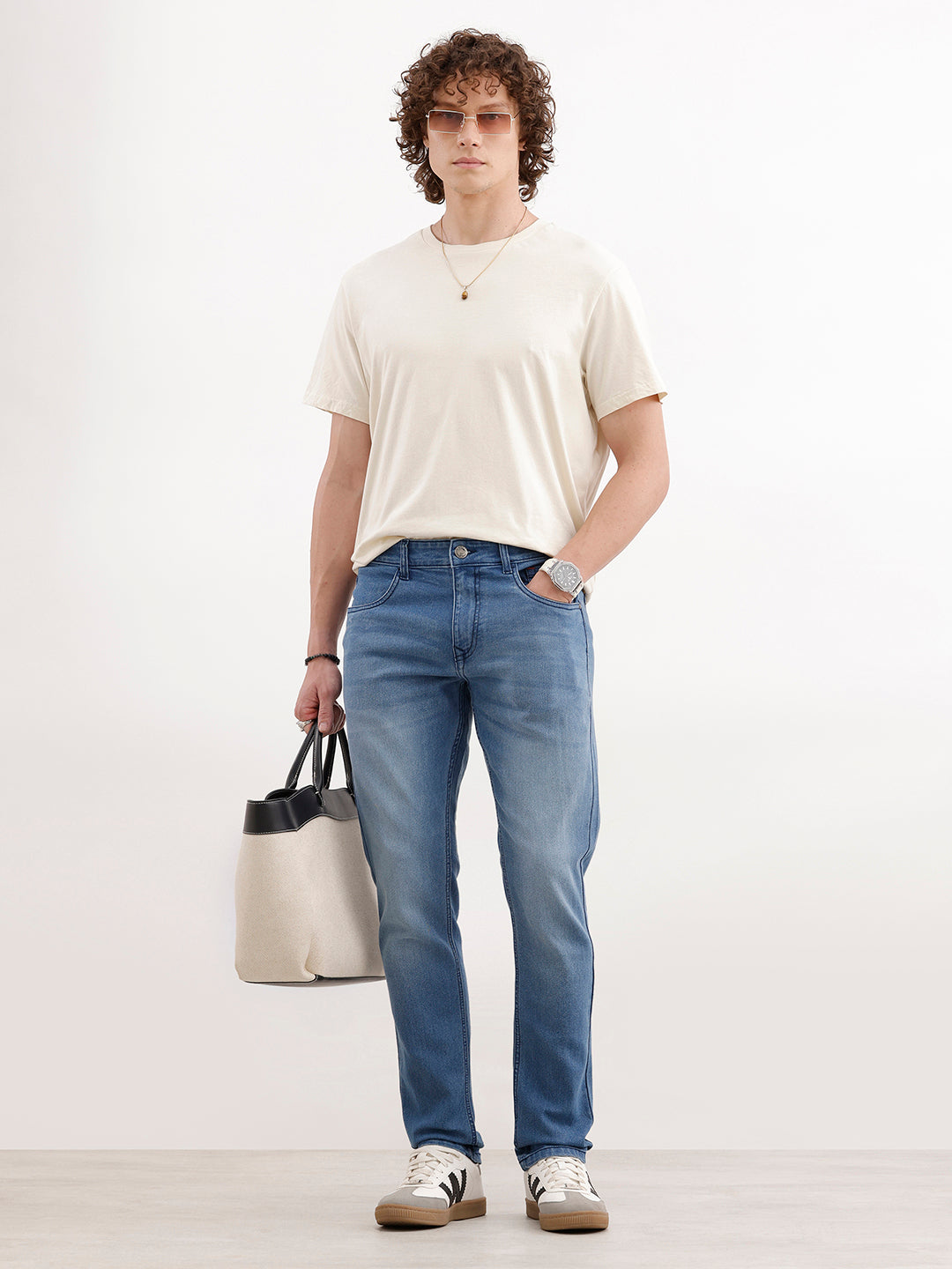 Faded Slim Fit Denim Jeans | Light Blue