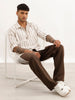 Textured Slim Fit Striped Shirt | Off White