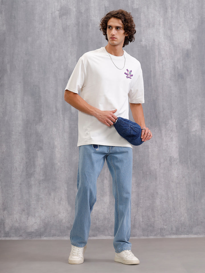 Bizarre Elements Inspired Look Deep Inside Eyeball Back Print Crew Neck T-Shirt  | Off White