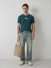 Men’s Retro Popcorn Textured Slim Fit T-Shirt | Dark Blue