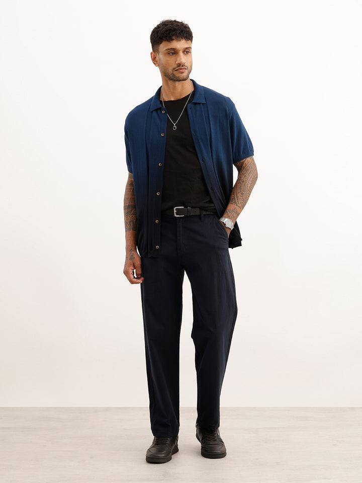 Solid Loose Fit Trouser | Navy Blue
