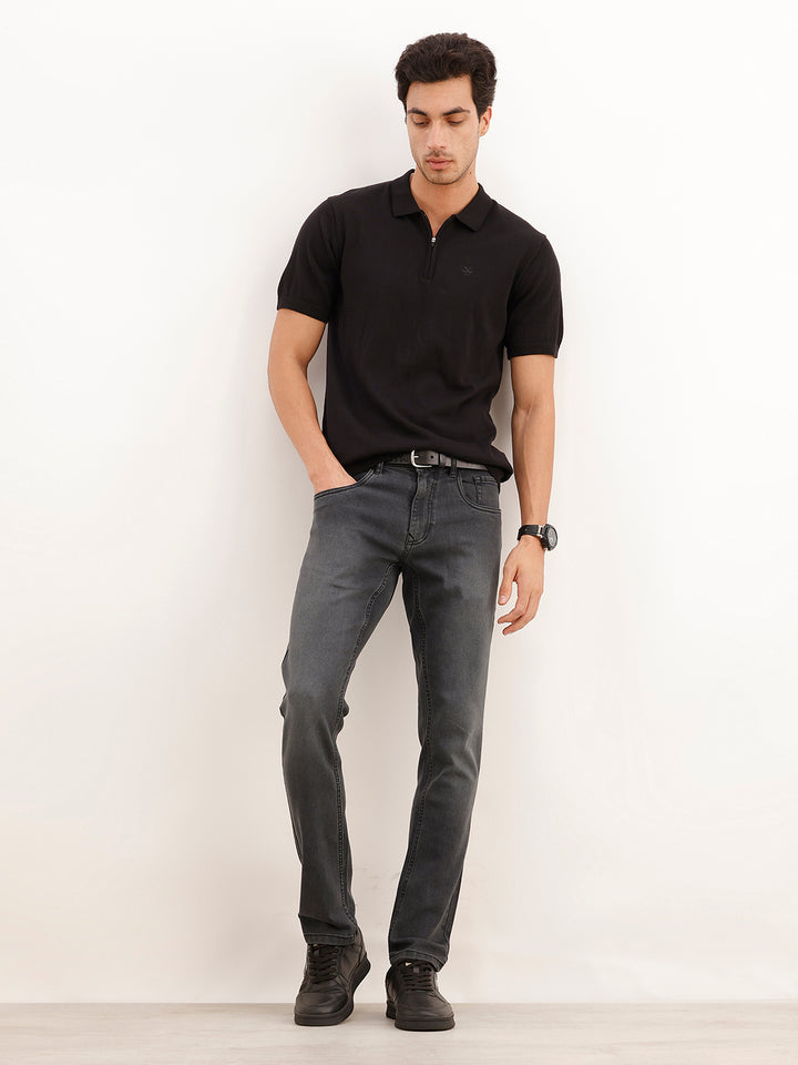 Faded Slim Fit Denim Jeans | Black