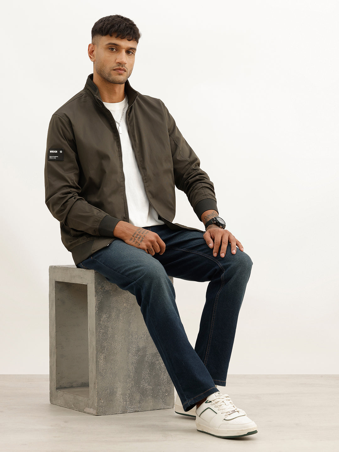 Solid Regular Fit Jacket | Olive