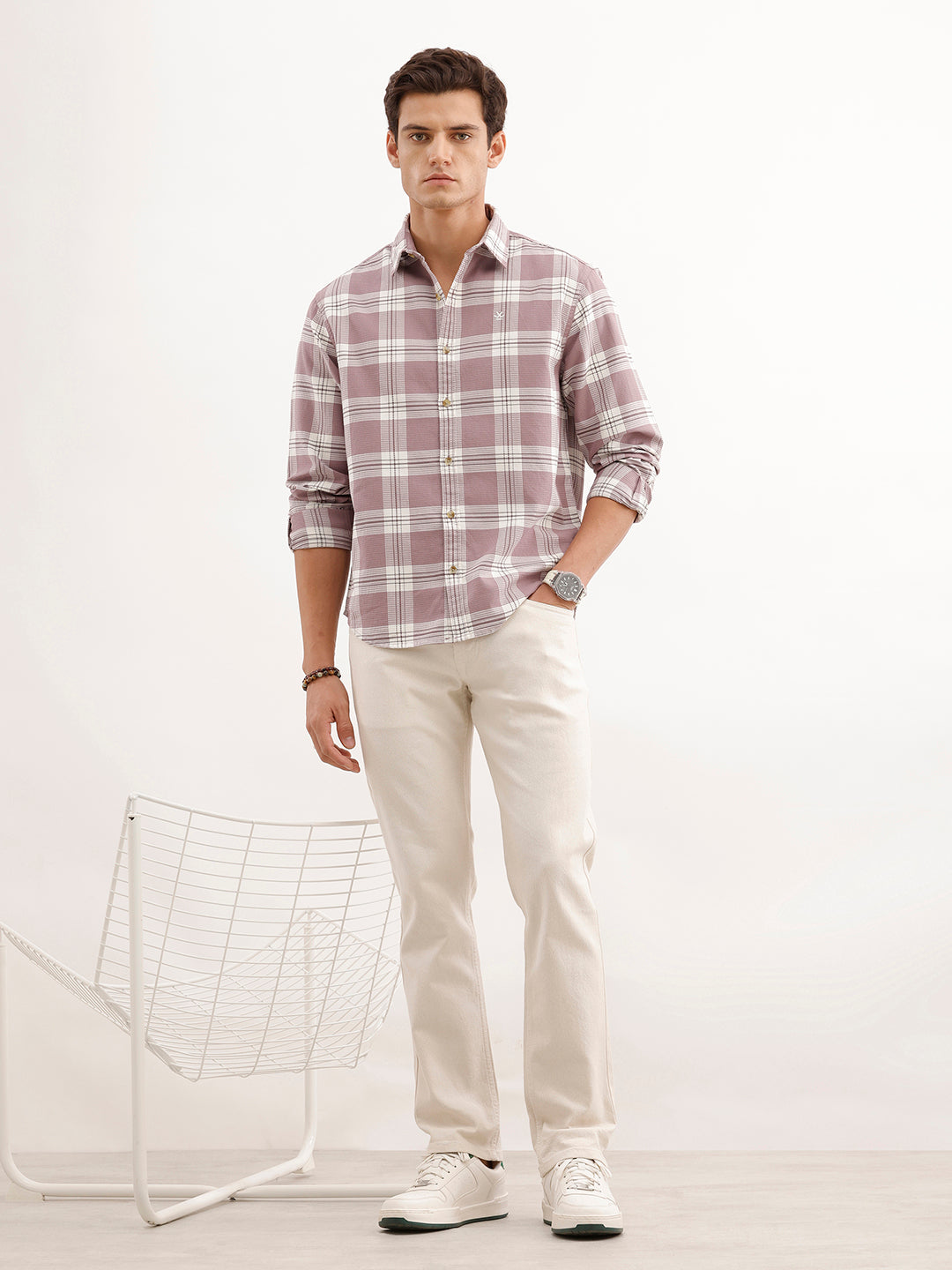 Comfort Fit Textured Shirt  | Pink
