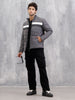 Quilted High Neck Regular Fit Jacket I Grey