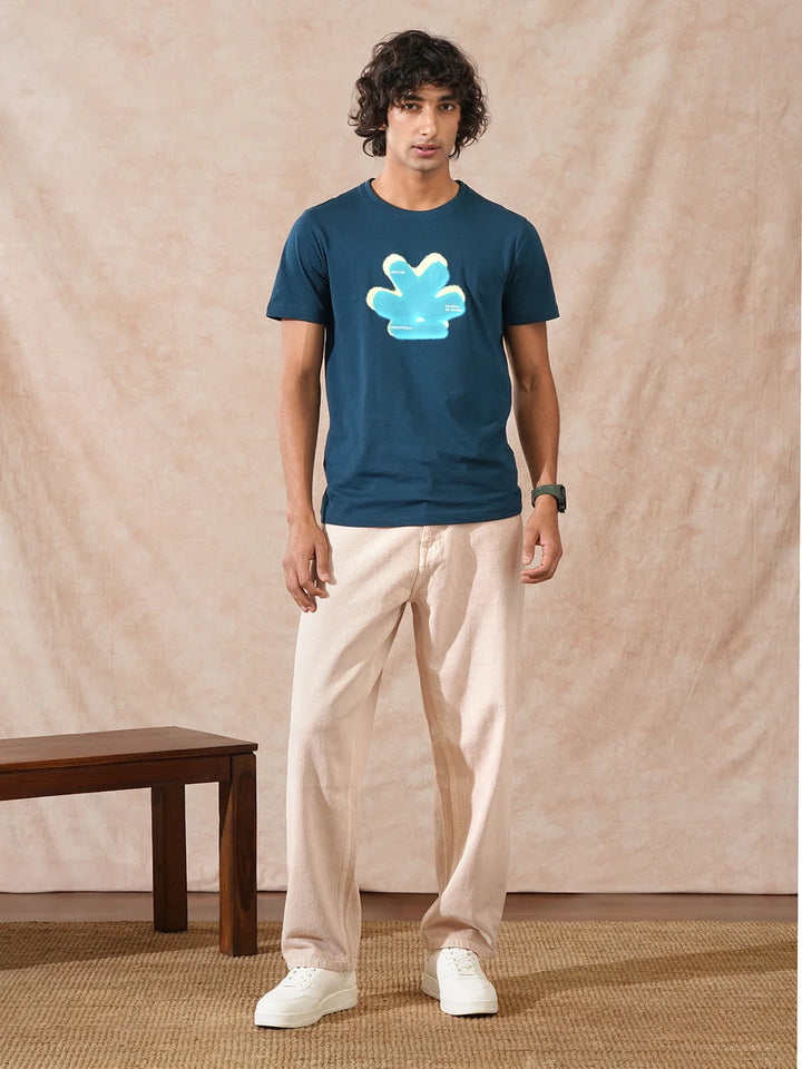 Logo Printed Slim Fit T-Shirt | Teal
