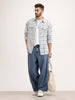 Textured Oversized Double Pocket Shirt | Light Blue
