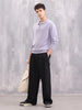 Knitted Pullover With Stylized Half Zip Polo Collar | Lavender
