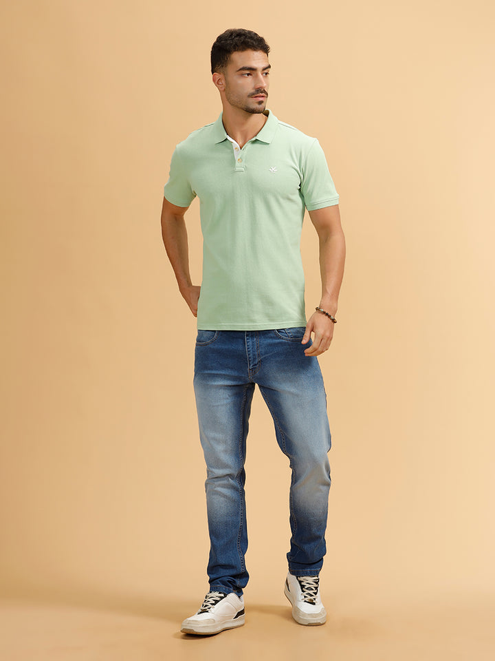 Tonal Logo Slim Fit Polo T-Shirt | Light Green