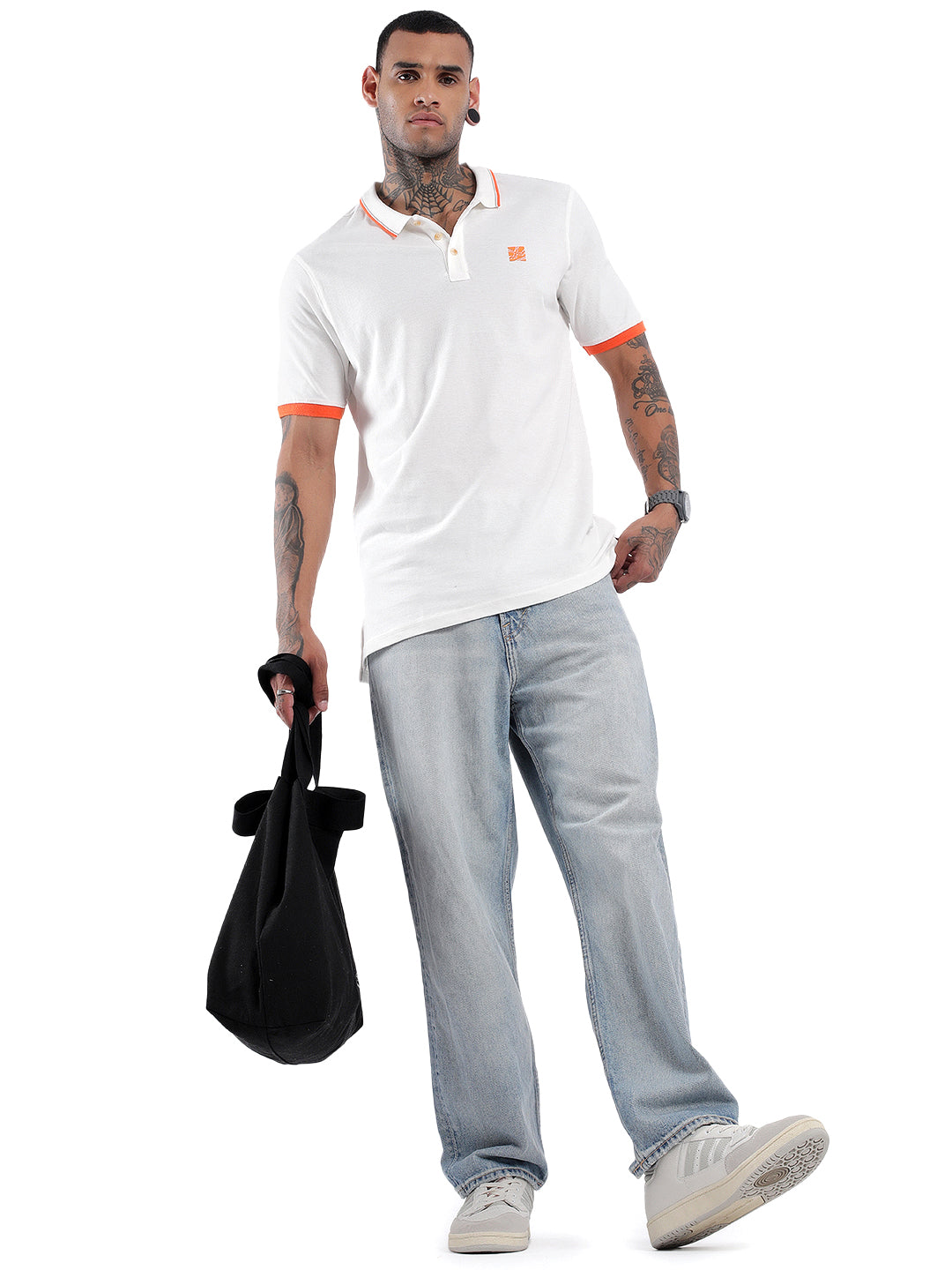 Bold White Tipped Collar Polo