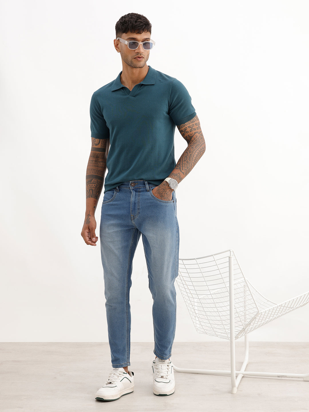 Washed Skinny Crop Denim Jeans | Light Blue