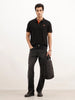 Solid Slim Fit Tipping Detail Polo T-Shirt | Black