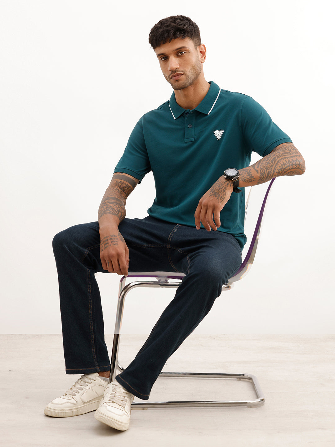 Slim Fit Tipping Collar Polo T-Shirt | Teal