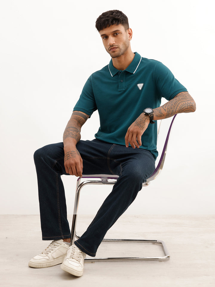 Regular Fit Tipping Collar Polo T-Shirt | Teal