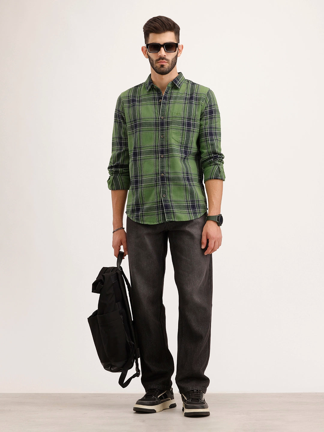 Regular Fit Checkered Shirt | Green