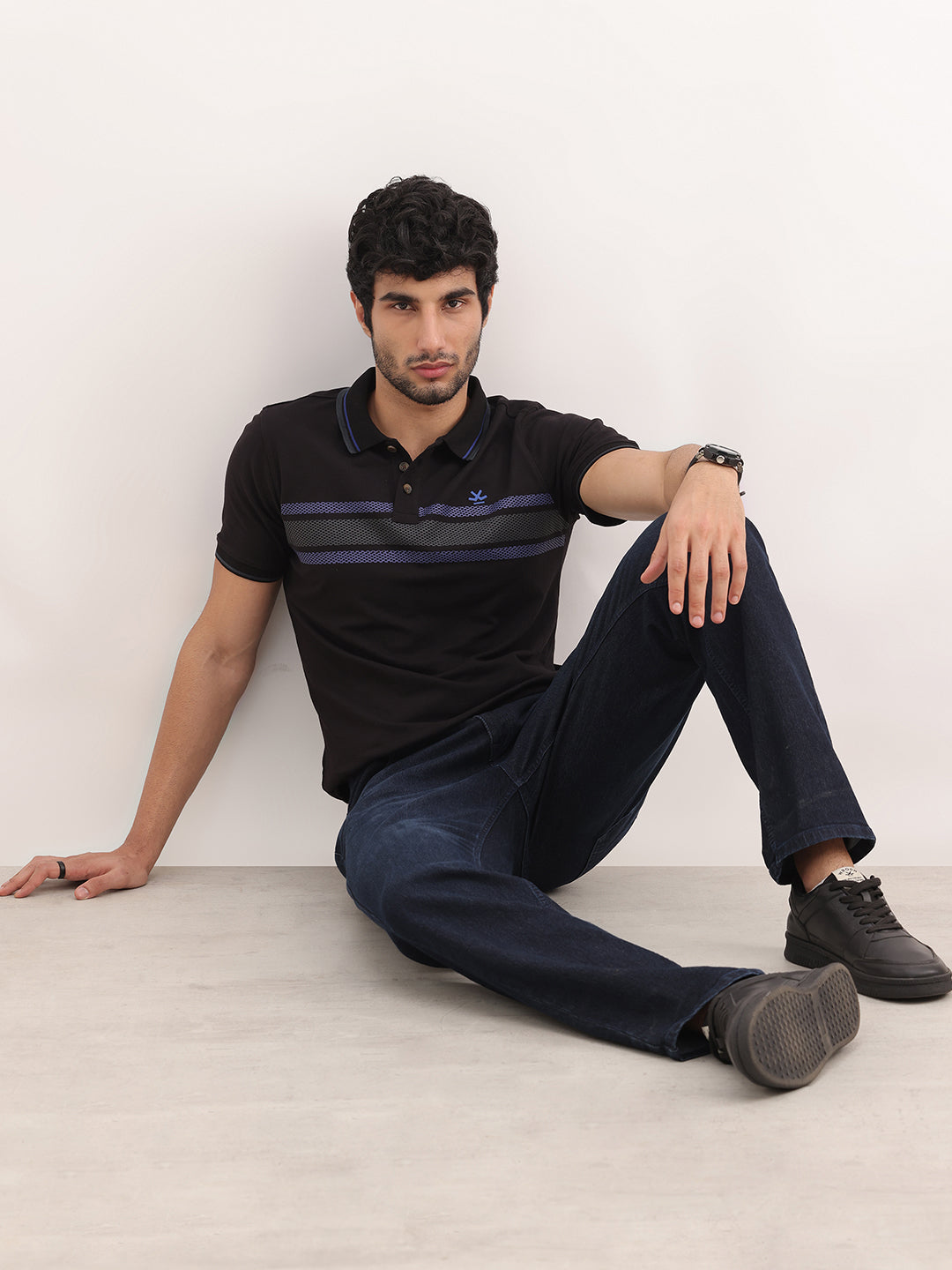 Slim Fit Tipping Collar Polo T-Shirt | Black