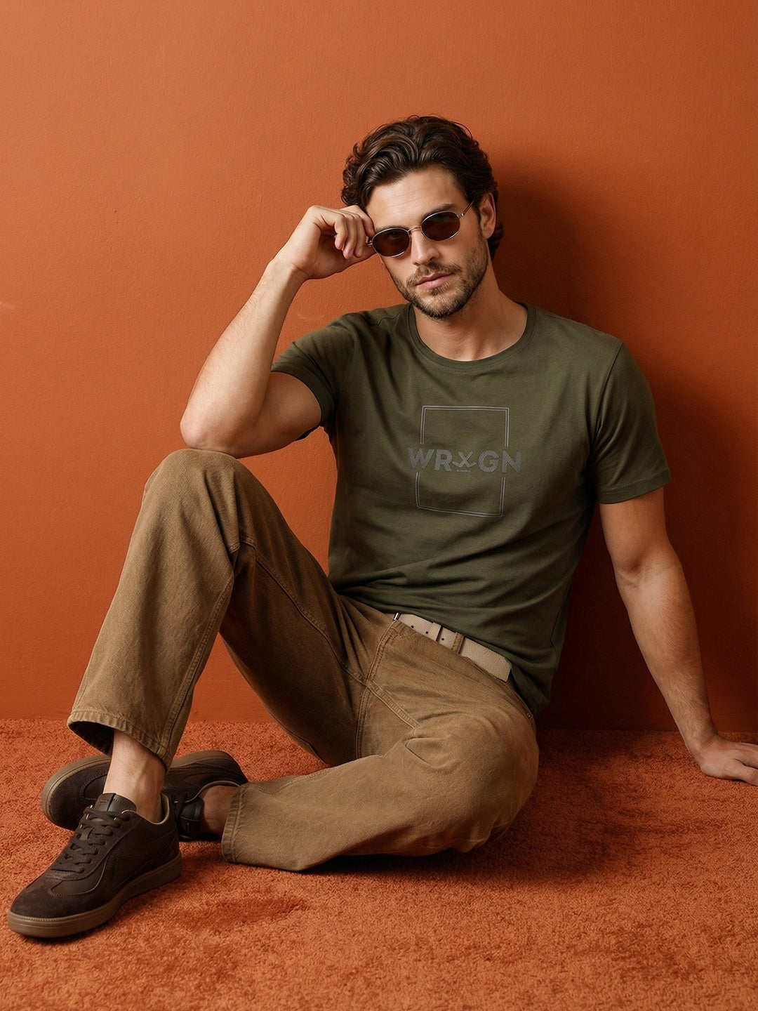 Solid Slim Fit HD Printed T-Shirt | Olive