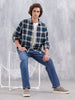 Slim Fit Cotton Indigo Twill Check Shirt | Green