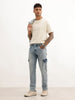 Textured Straight Fit Denim Cargo | Light Blue