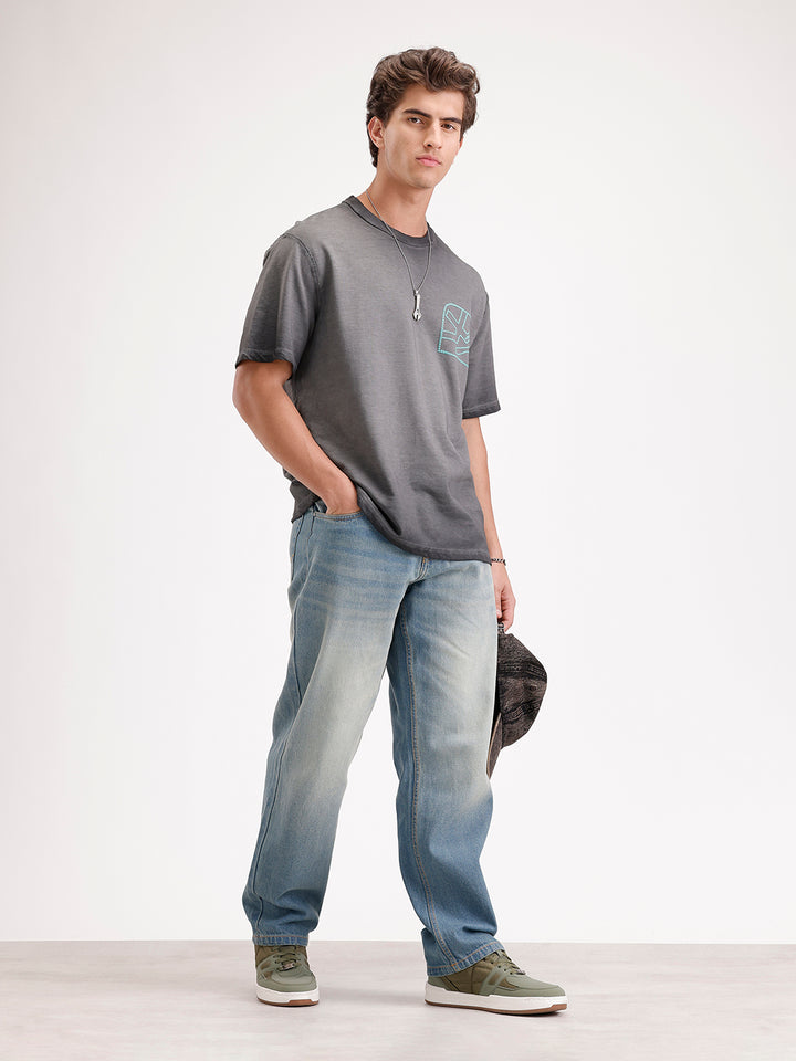 Loose Fit Light Faded Denim Jeans  | Blue