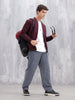 Men's Casual Solid Bomber Jacket | Maroon