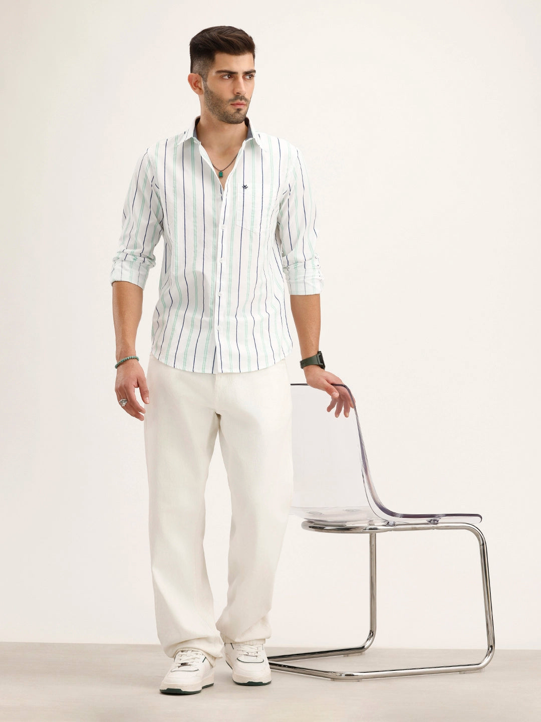 Slim Fit Striped Shirt | White