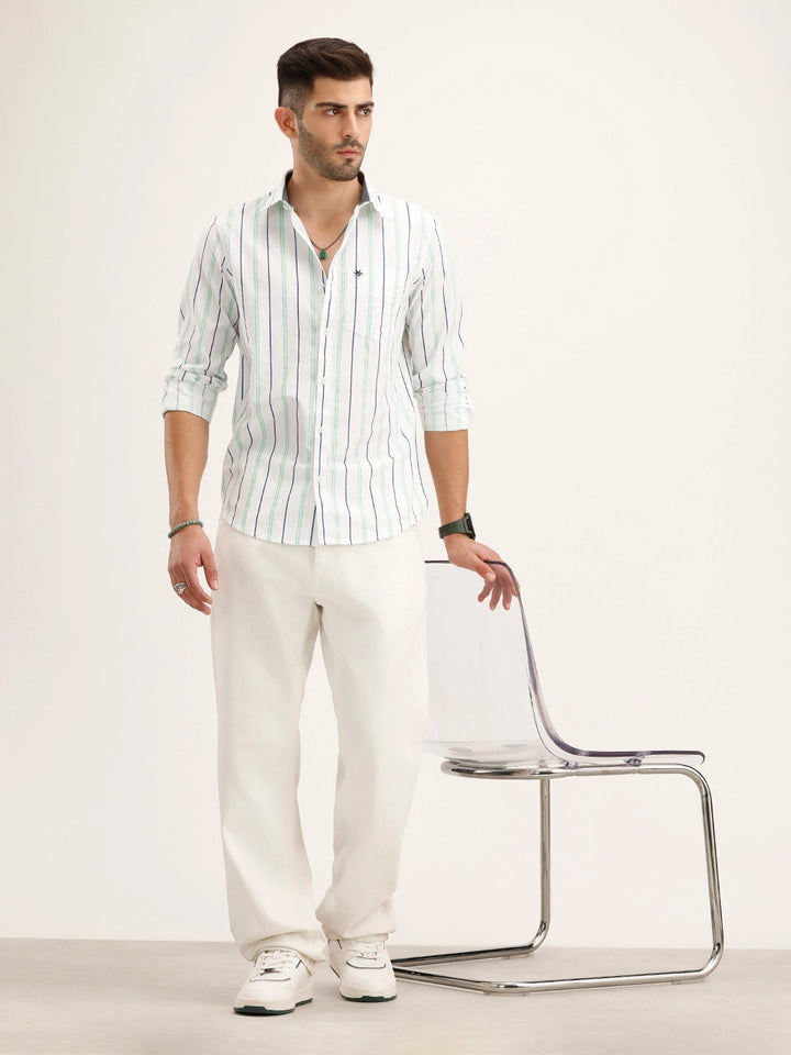 Slim Fit Striped Shirt | White