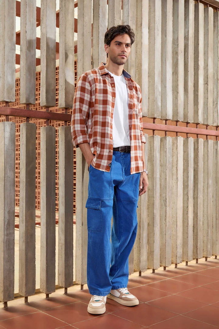 Casual Anti Fit Denim Cargo | Blue