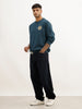 Comfort Fit Foil Printed Sweatrshirt | Teal