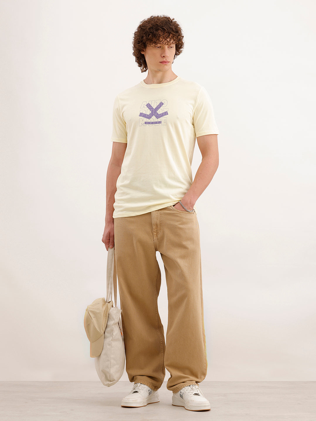 Slim Fit Placement Printed T-Shirt  | Yellow